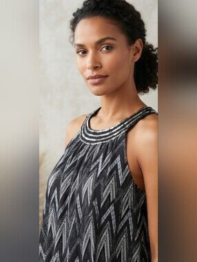 Embellished Black Chevron Halter Top